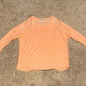 Express Peach Cold Shoulder Long Sleeve Top
